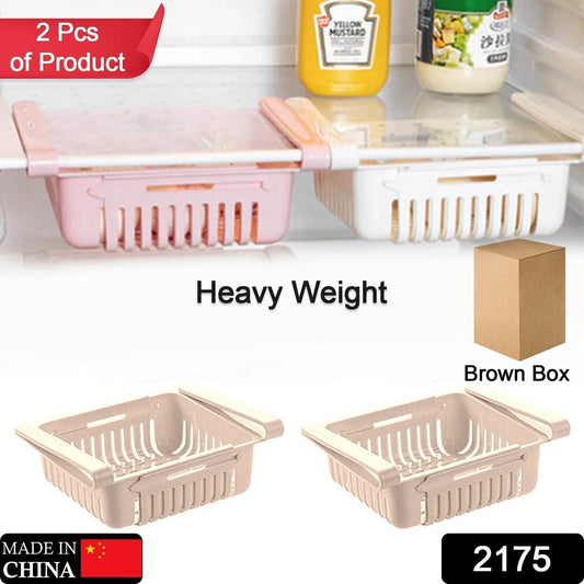 EXPANDABLE ADJUSTABLE MULTIPURPOSE FRIDGE STORAGE BASKET ( 2 pc ) - infinityexculsivestore.com