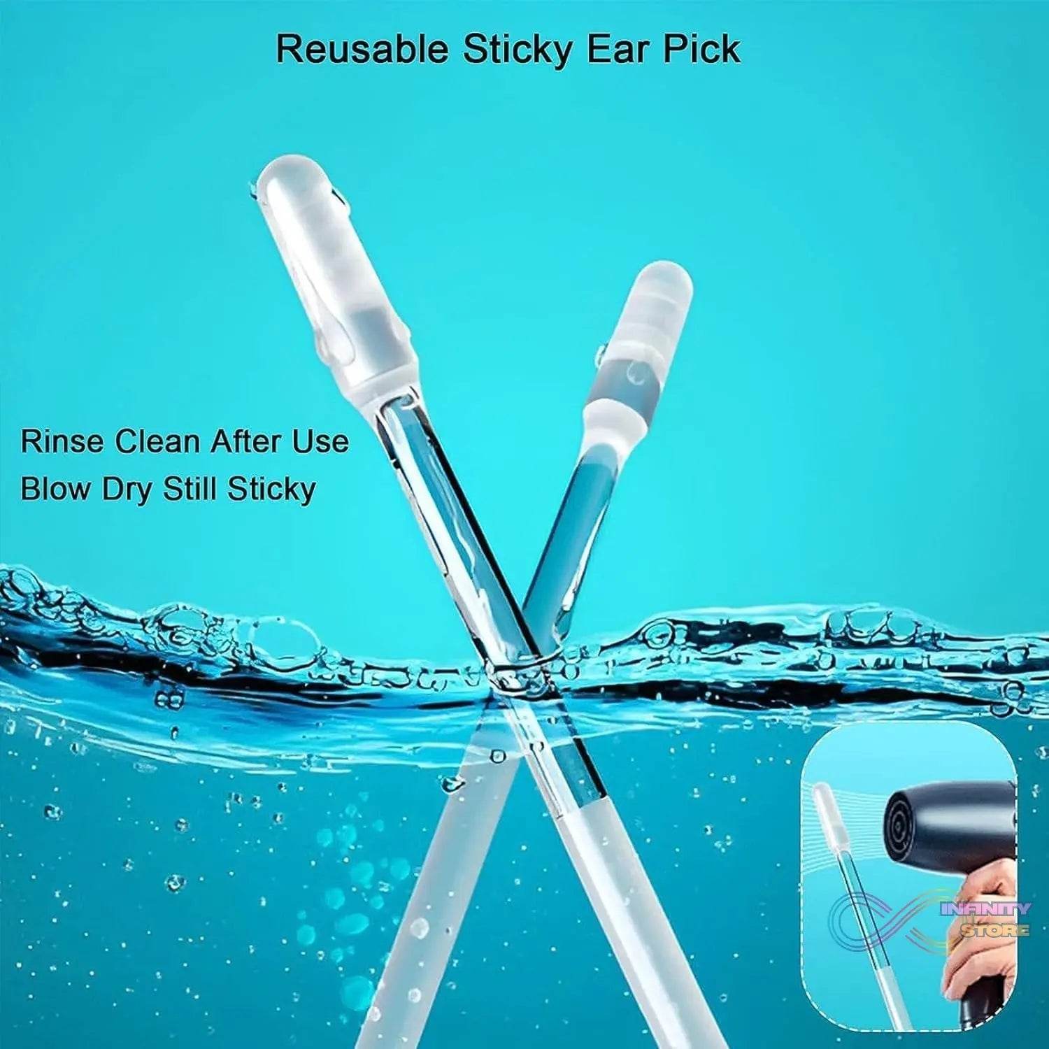 Ear wax Cleaner Stick Silicone Reusable Sticky Ear wax Removal Kit (12 Pcs Set) - infinityexculsivestore.com