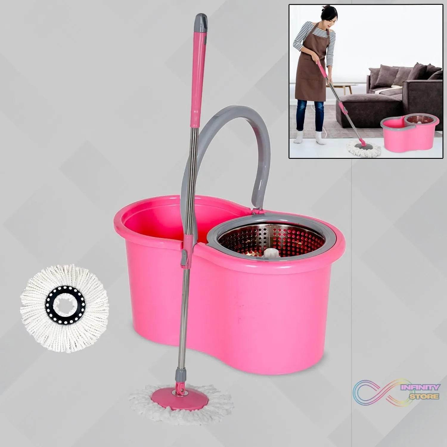 Easy Cleaning Mop with Bucket, for Floor Cleaning, 360° Spin Floor Cleaning (1 Set / Mix Color) - infinityexculsivestore.com