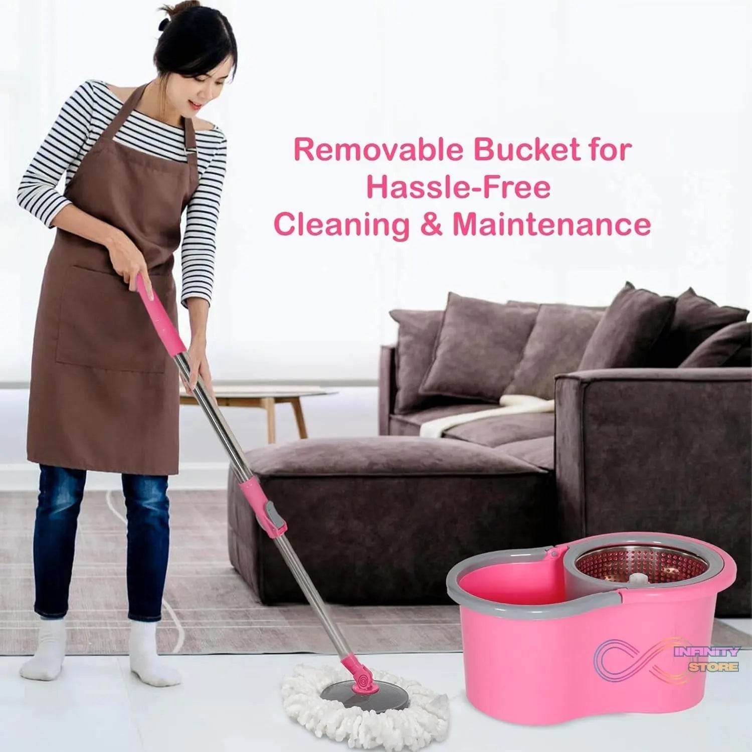 Easy Cleaning Mop with Bucket, for Floor Cleaning, 360° Spin Floor Cleaning (1 Set / Mix Color) - infinityexculsivestore.com