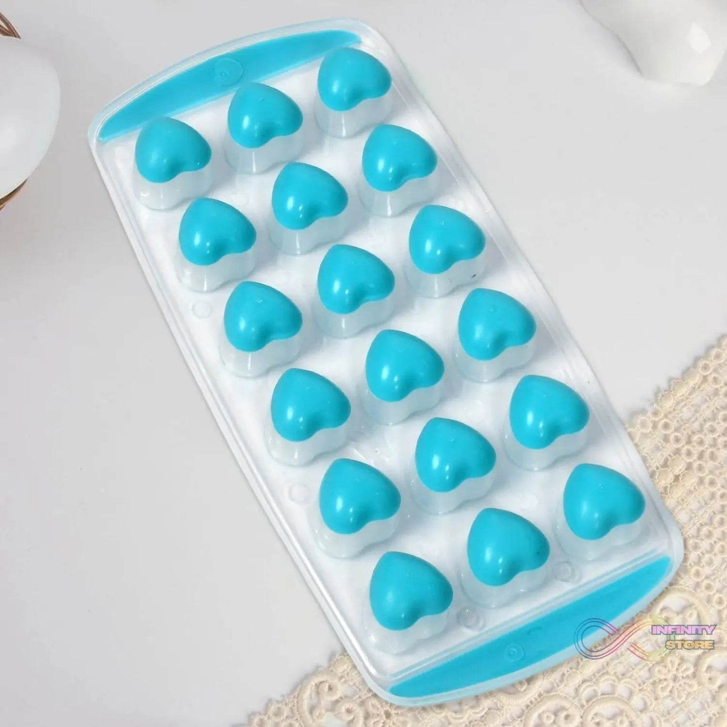 Easy Push Premium POP-UP ice Tray, With Flexible Silicon Bottom, Heart Shape 18 Cube Trays - infinityexculsivestore.com
