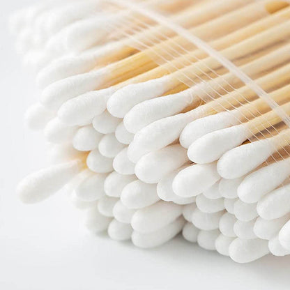 Eco-Friendly Bamboo Cotton Swabs with Wooden Handles (Pack of 20) - infinityexculsivestore.com