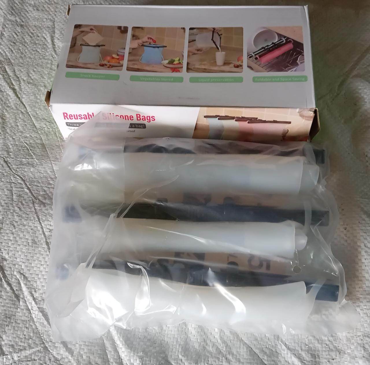 Eco-Friendly Food Storage: Reusable Silicone Bags (3-Pack) - Leakproof & Safe - infinityexculsivestore.com