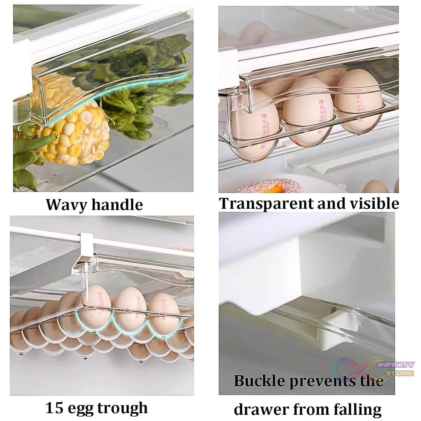 Egg Holder For Refrigerator Set Hanging Fridge Organizer Drawer (1 Pc) - infinityexculsivestore.com