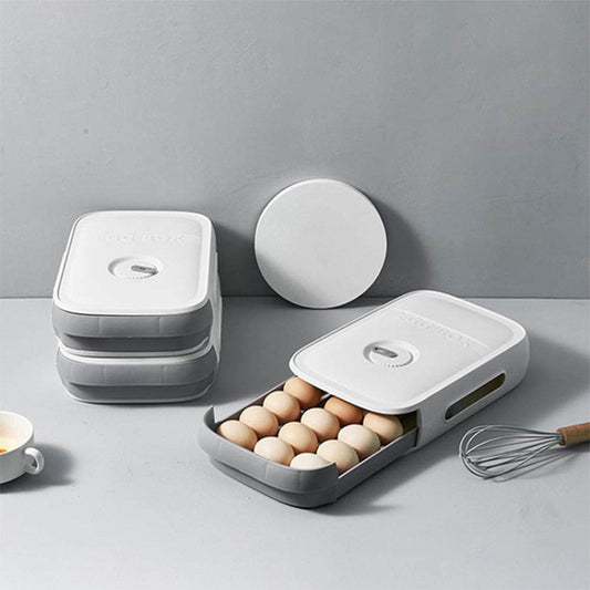 Egg Storage Box Plastic Egg Drawer Fridge Egg Organizer Egg Keeper Refrigerator Egg Drawer Plastic Egg Carton Covered Egg Holder Pantry Egg Bin Household Egg Tray (1 Pc) - infinityexculsivestore.com