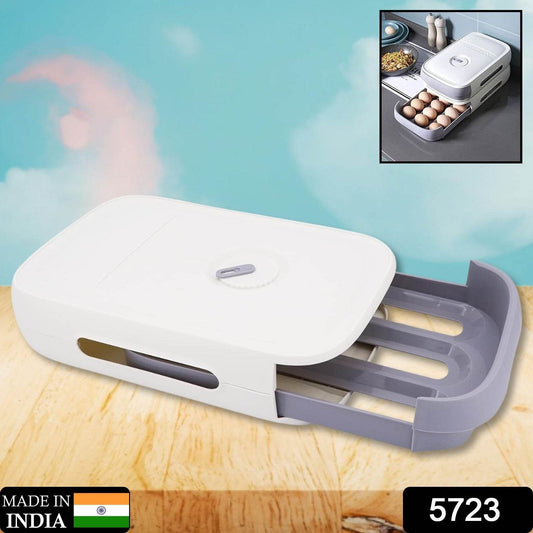 Egg Storage Box Plastic Egg Drawer Fridge Egg Organizer Egg Keeper Refrigerator Egg Drawer Plastic Egg Carton Covered Egg Holder Pantry Egg Bin Household Egg Tray (1 Pc) - infinityexculsivestore.com
