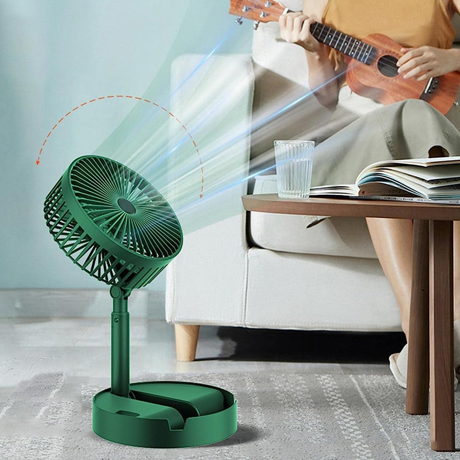 Telescopic Electric Desktop Fan, Height Adjustable, Foldable & Portable for Travel/Carry | Silent Table Top Personal Fan for Bedside, Office Table (Battery Not Include / Button Not included)) - infinityexculsivestore.com