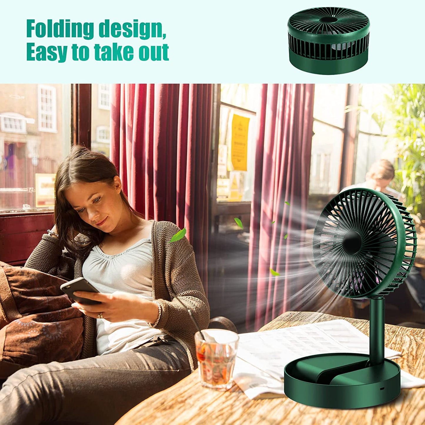 Telescopic Electric Desktop Fan, Height Adjustable, Foldable & Portable for Travel/Carry | Silent Table Top Personal Fan for Bedside, Office Table (Battery Not Include / Button Not included)) - infinityexculsivestore.com