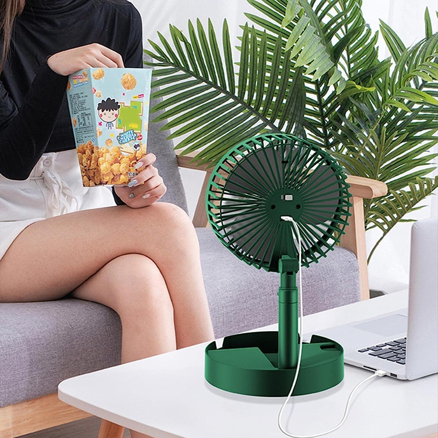 Telescopic Electric Desktop Fan, Height Adjustable, Foldable & Portable for Travel/Carry | Silent Table Top Personal Fan for Bedside, Office Table (Battery Not Include / Button Not included)) - infinityexculsivestore.com