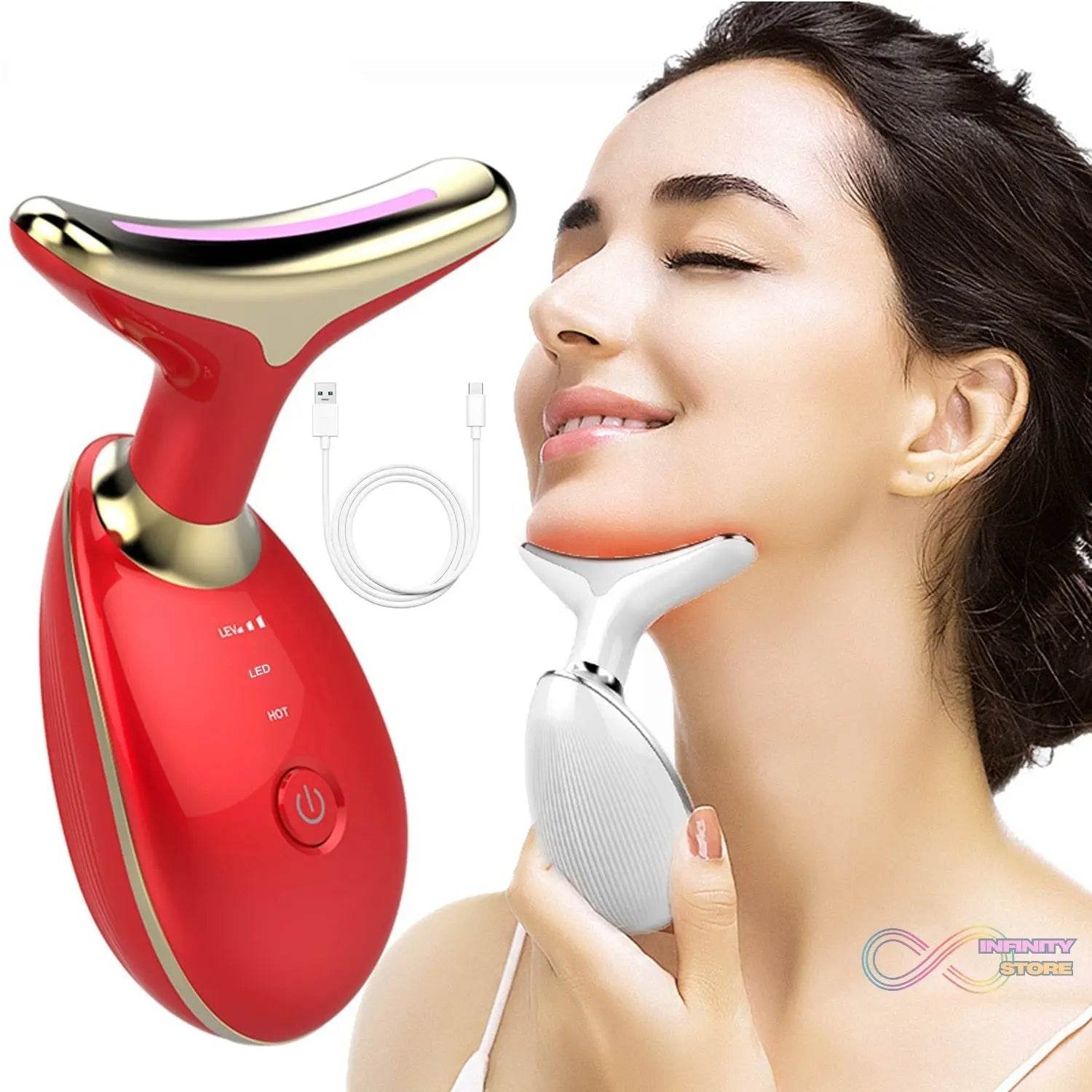 Electric Face Massager Wrinkle Remover LED Photon Face Beauty Device (1 Pc) - infinityexculsivestore.com