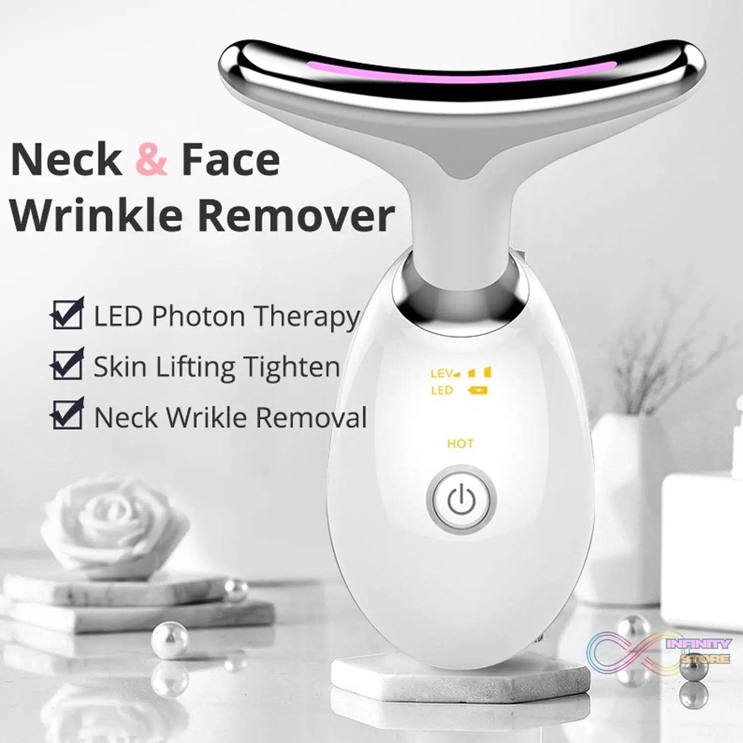 Electric Face Massager Wrinkle Remover LED Photon Face Beauty Device (1 Pc) - infinityexculsivestore.com