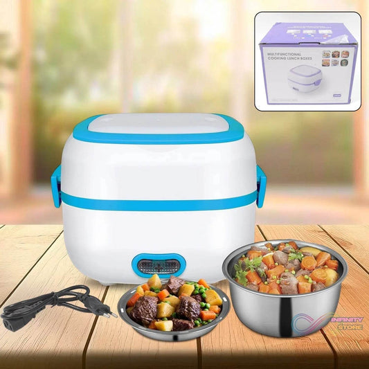 Electric Lunch Box, 3 In 1 Food Heater / Cooker / Steamer with Stainless Steel Bowls (1 Set) - infinityexculsivestore.com