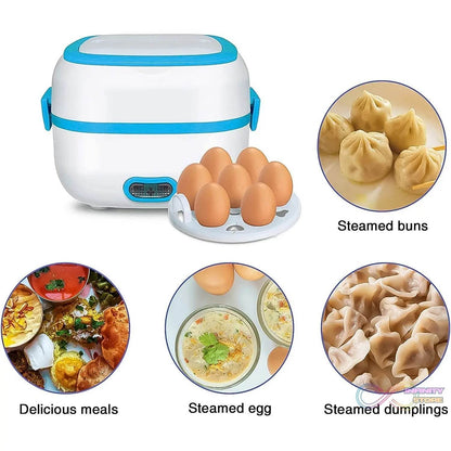 Electric Lunch Box, 3 In 1 Food Heater / Cooker / Steamer with Stainless Steel Bowls (1 Set) - infinityexculsivestore.com