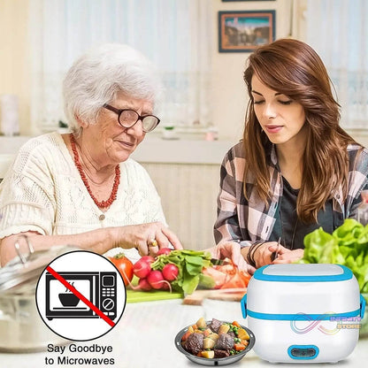 Electric Lunch Box, 3 In 1 Food Heater / Cooker / Steamer with Stainless Steel Bowls (1 Set) - infinityexculsivestore.com