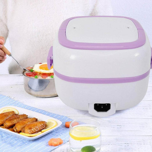 Electric Lunch Box Portable Food Warmer Food Heating Lunch Box Removable Food-Grade Stainless Steel Compartments, 220V 200W, for Car, Truck, office  - infinityexculsivestore.com