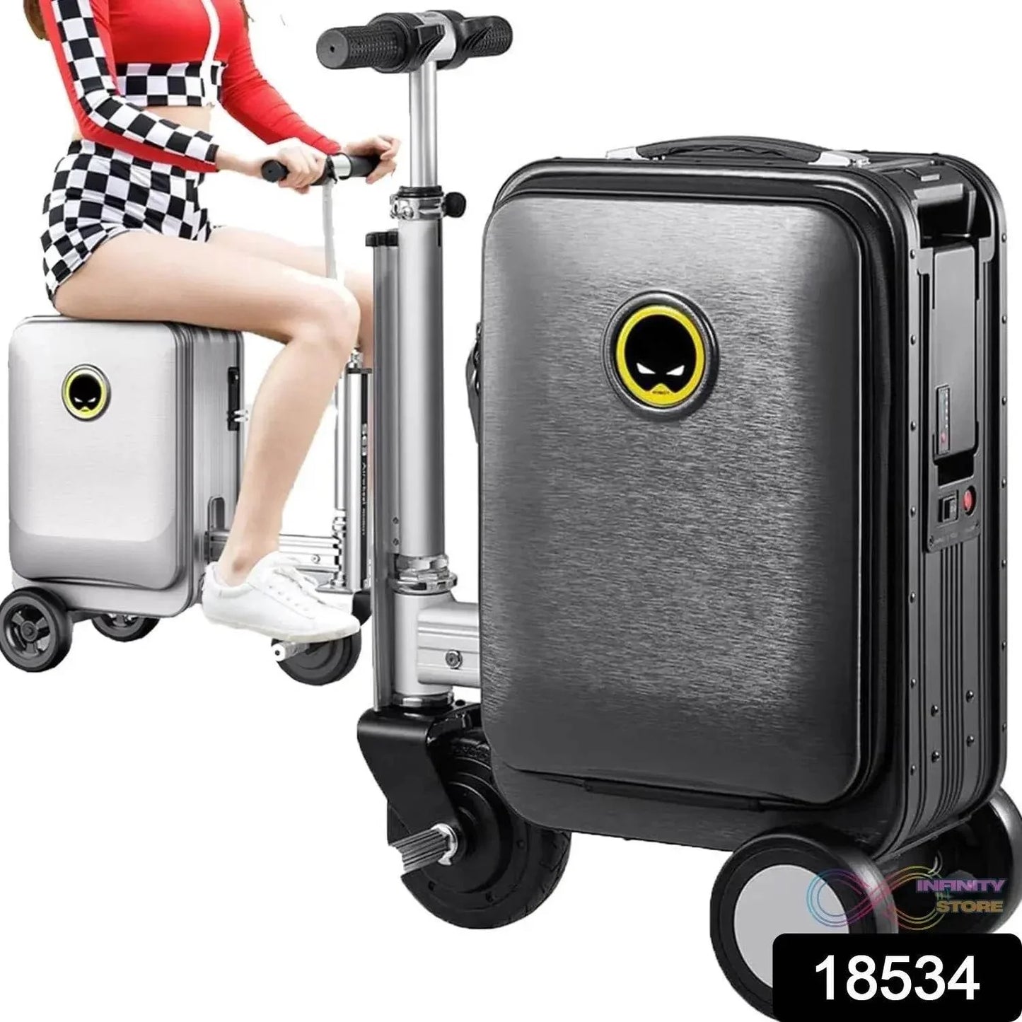 Electric suitcase smart driving luggage electric suitcase scooter with removable battery speed (1 Pc) - infinityexculsivestore.com