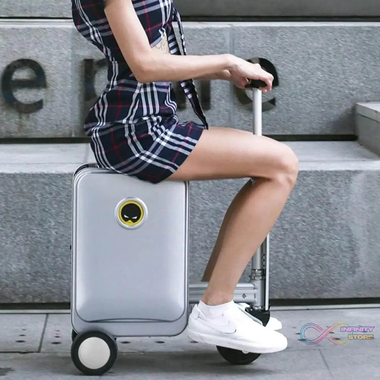 Electric suitcase smart driving luggage electric suitcase scooter with removable battery speed (1 Pc) - infinityexculsivestore.com