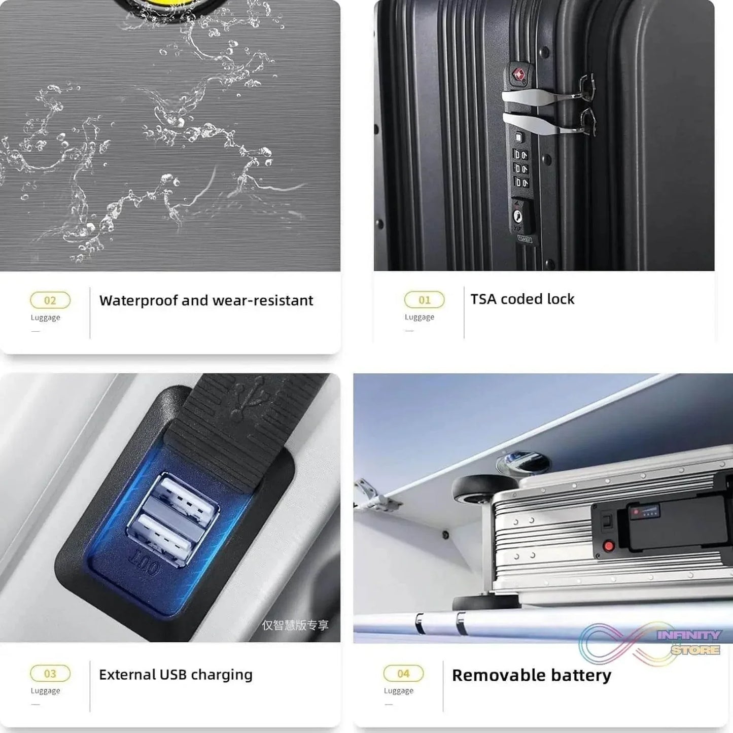 Electric suitcase smart driving luggage electric suitcase scooter with removable battery speed (1 Pc) - infinityexculsivestore.com