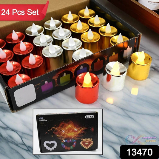 Electrical Candles Diya LED Tea Light, Plastic Candle Light Candle Candle (24 Pc Set) - infinityexculsivestore.com