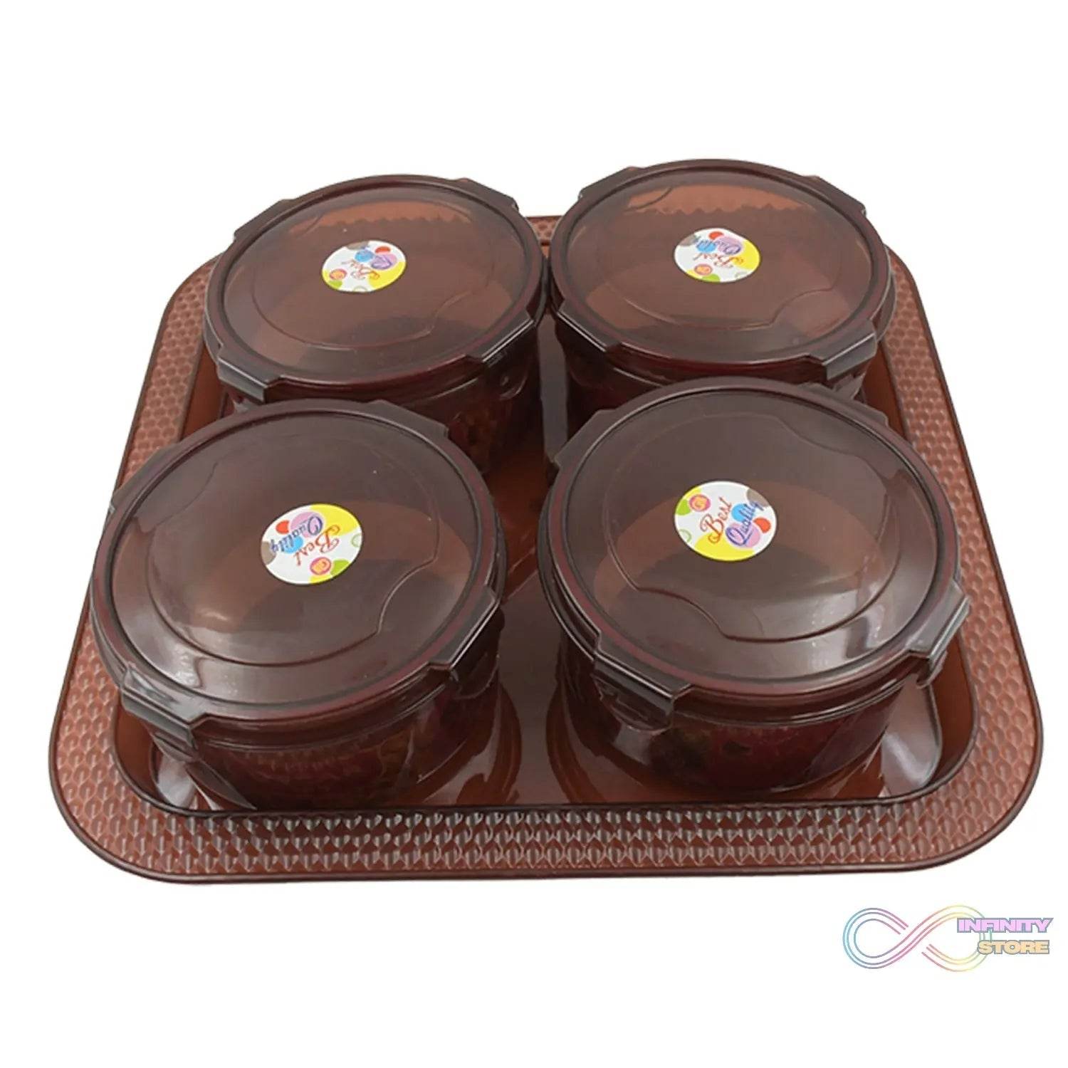 Elegance Tray, Plastic Airtight 4 Pieces Storage Container and 1 Piece Serving Tray with Lids - infinityexculsivestore.com