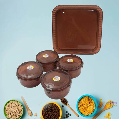 Elegance Tray, Plastic Airtight 4 Pieces Storage Container and 1 Piece Serving Tray with Lids - infinityexculsivestore.com