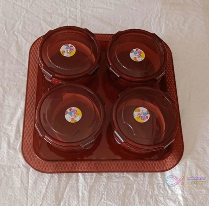 Elegance Tray, Plastic Airtight 4 Pieces Storage Container and 1 Piece Serving Tray with Lids - infinityexculsivestore.com
