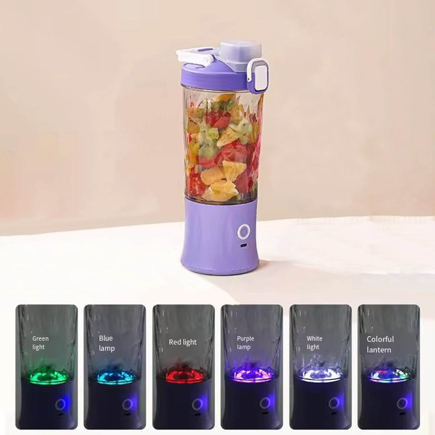 Eletric Crusher Juicer With Multicolor Light, 8 Blades (600 ML / Multicolor) - infinityexculsivestore.com