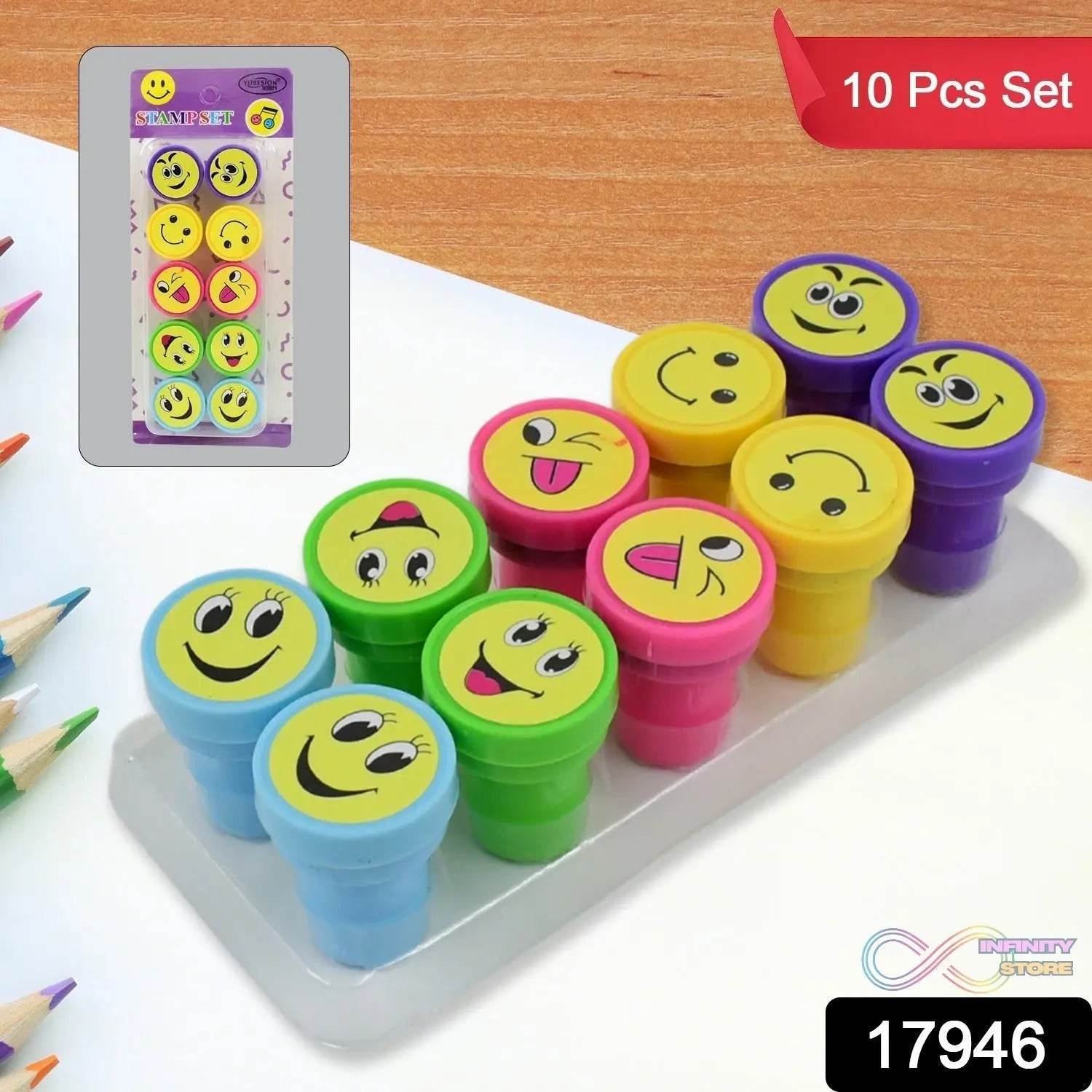 Emoticon Stamps 10 pieces in Round Shape Stamp (Multicolor / 10 Pc) - infinityexculsivestore.com