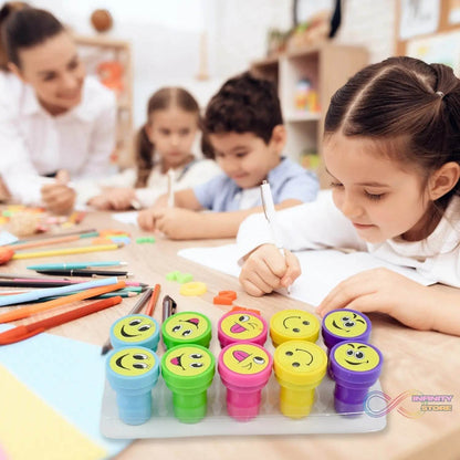 Emoticon Stamps 10 pieces in Round Shape Stamp (Multicolor / 10 Pc) - infinityexculsivestore.com