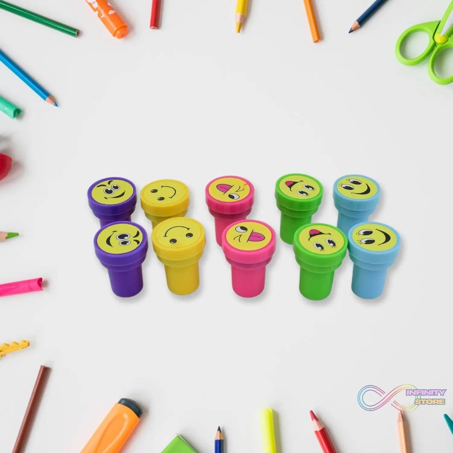 Emoticon Stamps 10 pieces in Round Shape Stamp (Multicolor / 10 Pc) - infinityexculsivestore.com