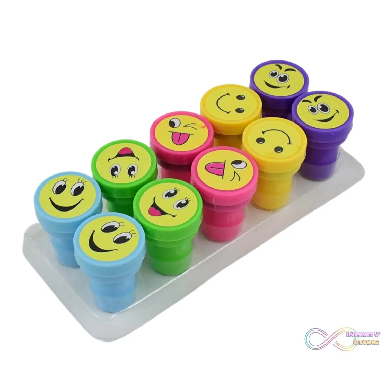Emoticon Stamps 10 pieces in Round Shape Stamp (Multicolor / 10 Pc) - infinityexculsivestore.com