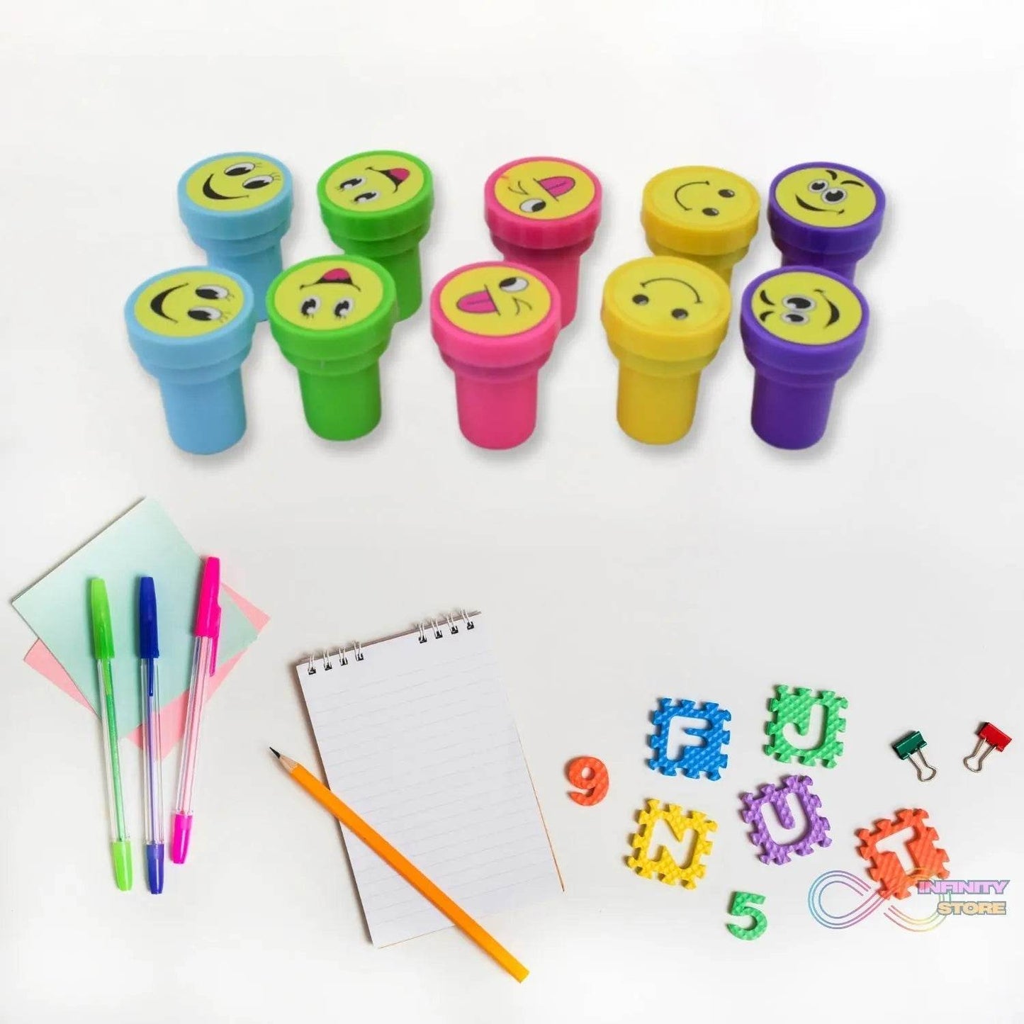 Emoticon Stamps 10 pieces in Round Shape Stamp (Multicolor / 10 Pc) - infinityexculsivestore.com