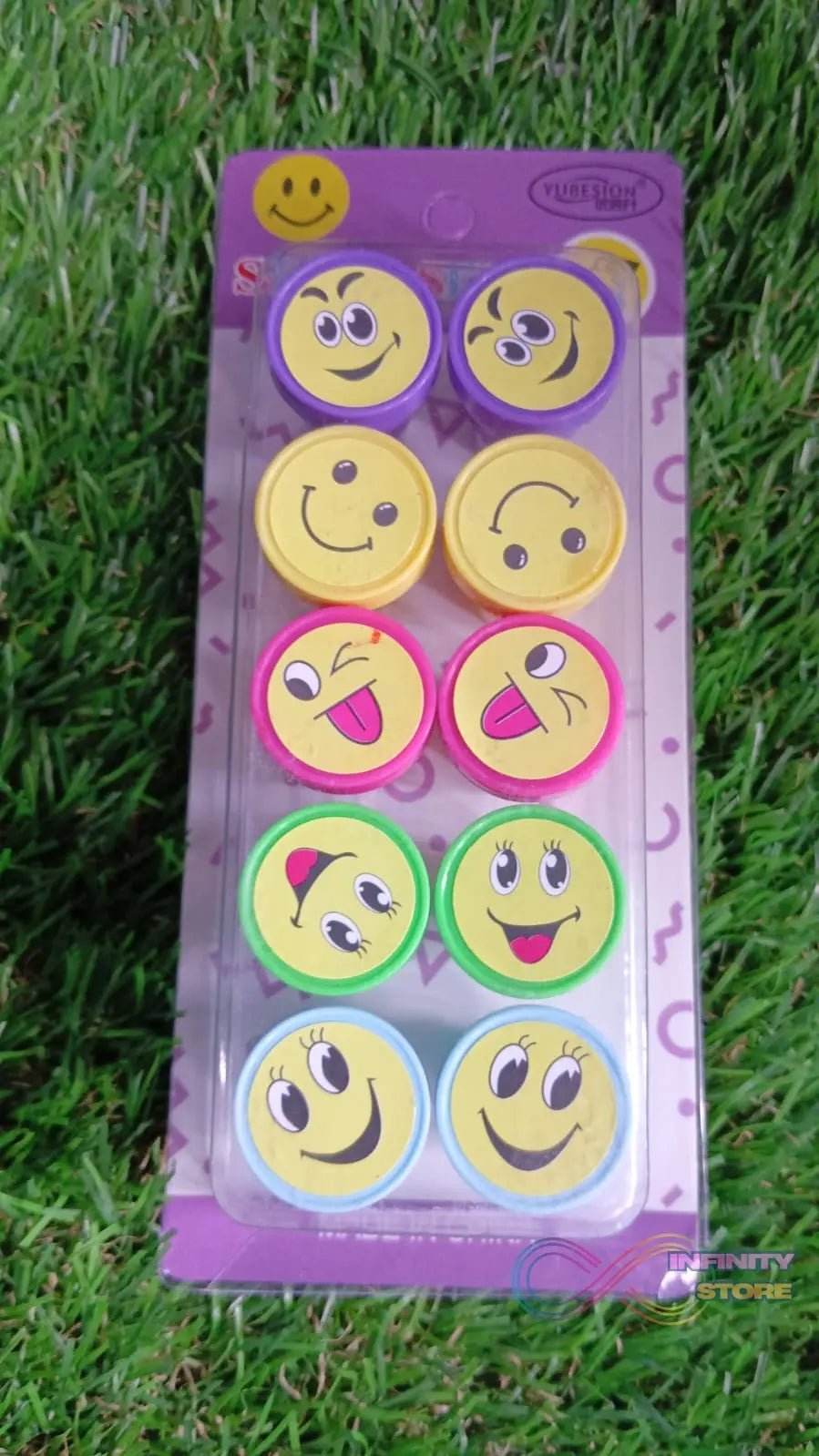 Emoticon Stamps 10 pieces in Round Shape Stamp (Multicolor / 10 Pc) - infinityexculsivestore.com