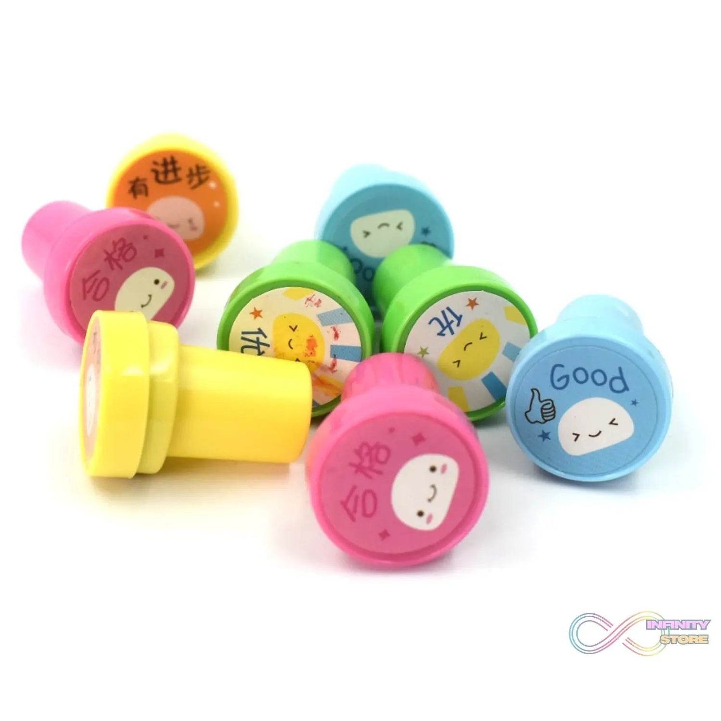 Emoticon Stamps 8 pieces in Round Shape Stamp for Kids Theme Stamps for School Craft & Prefect Gift for Teachers, Parents and Students (Multicolor) - infinityexculsivestore.com