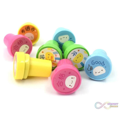 Emoticon Stamps 8 pieces in Round Shape Stamp for Kids Theme Stamps for School Craft & Prefect Gift for Teachers, Parents and Students (Multicolor) - infinityexculsivestore.com