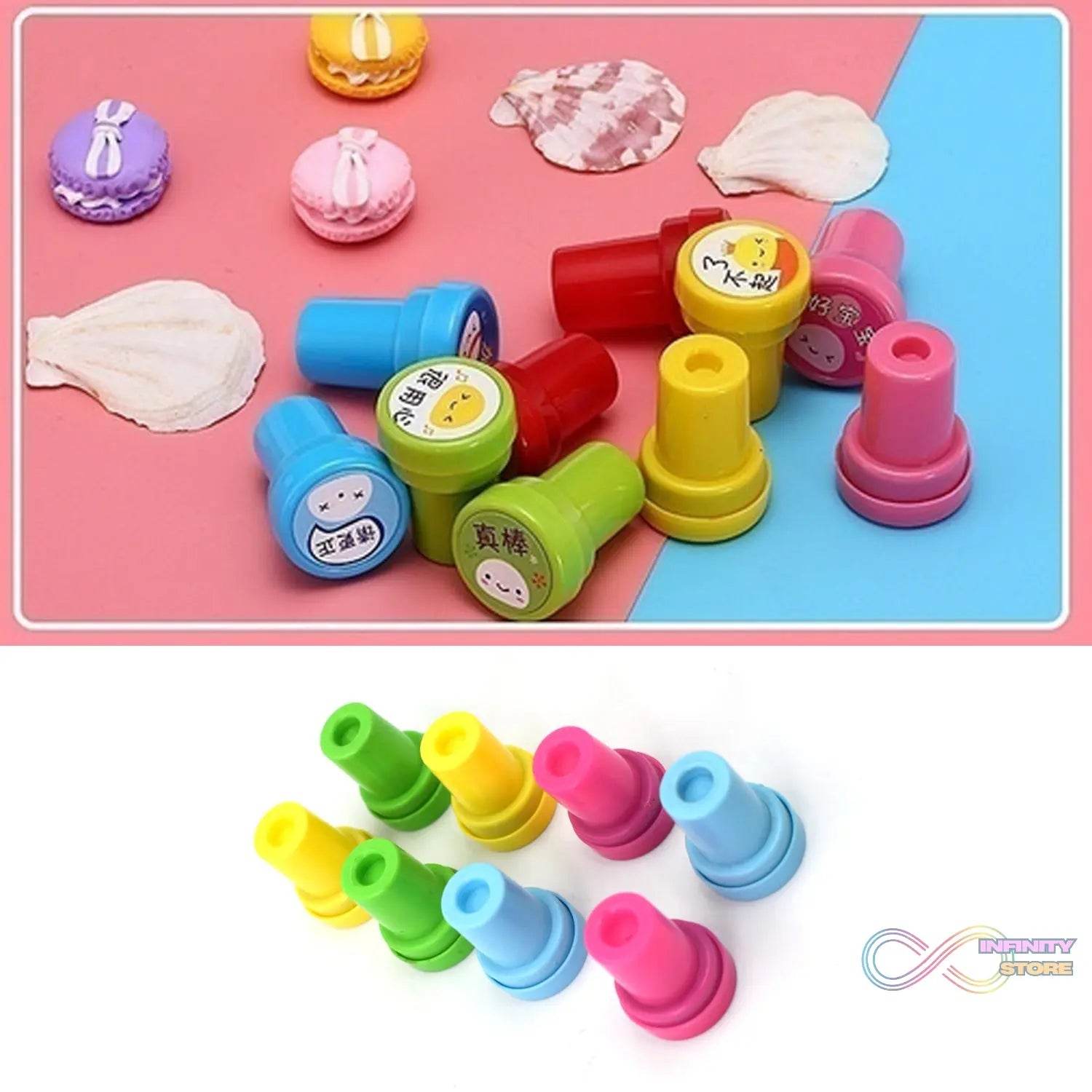 Emoticon Stamps 8 pieces in Round Shape Stamp for Kids Theme Stamps for School Craft & Prefect Gift for Teachers, Parents and Students (Multicolor) - infinityexculsivestore.com