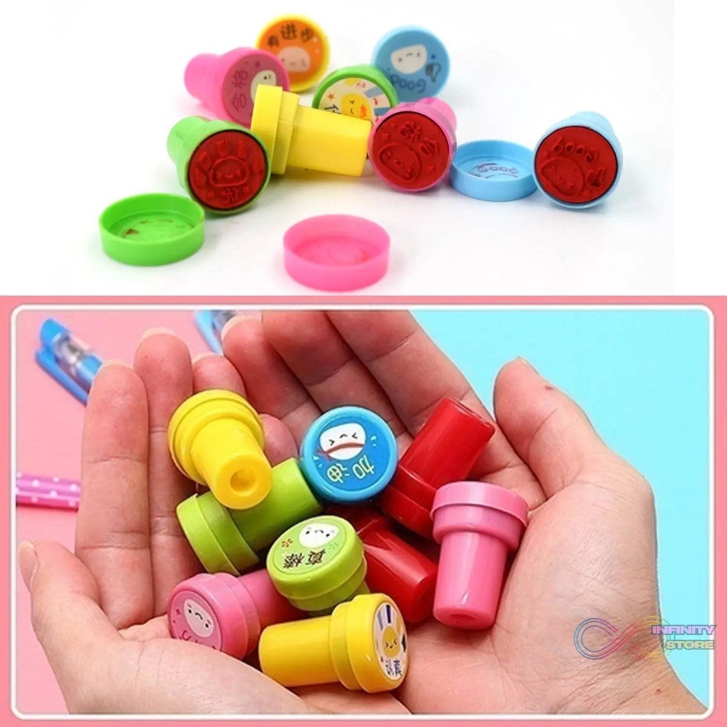 Emoticon Stamps 8 pieces in Round Shape Stamp for Kids Theme Stamps for School Craft & Prefect Gift for Teachers, Parents and Students (Multicolor) - infinityexculsivestore.com