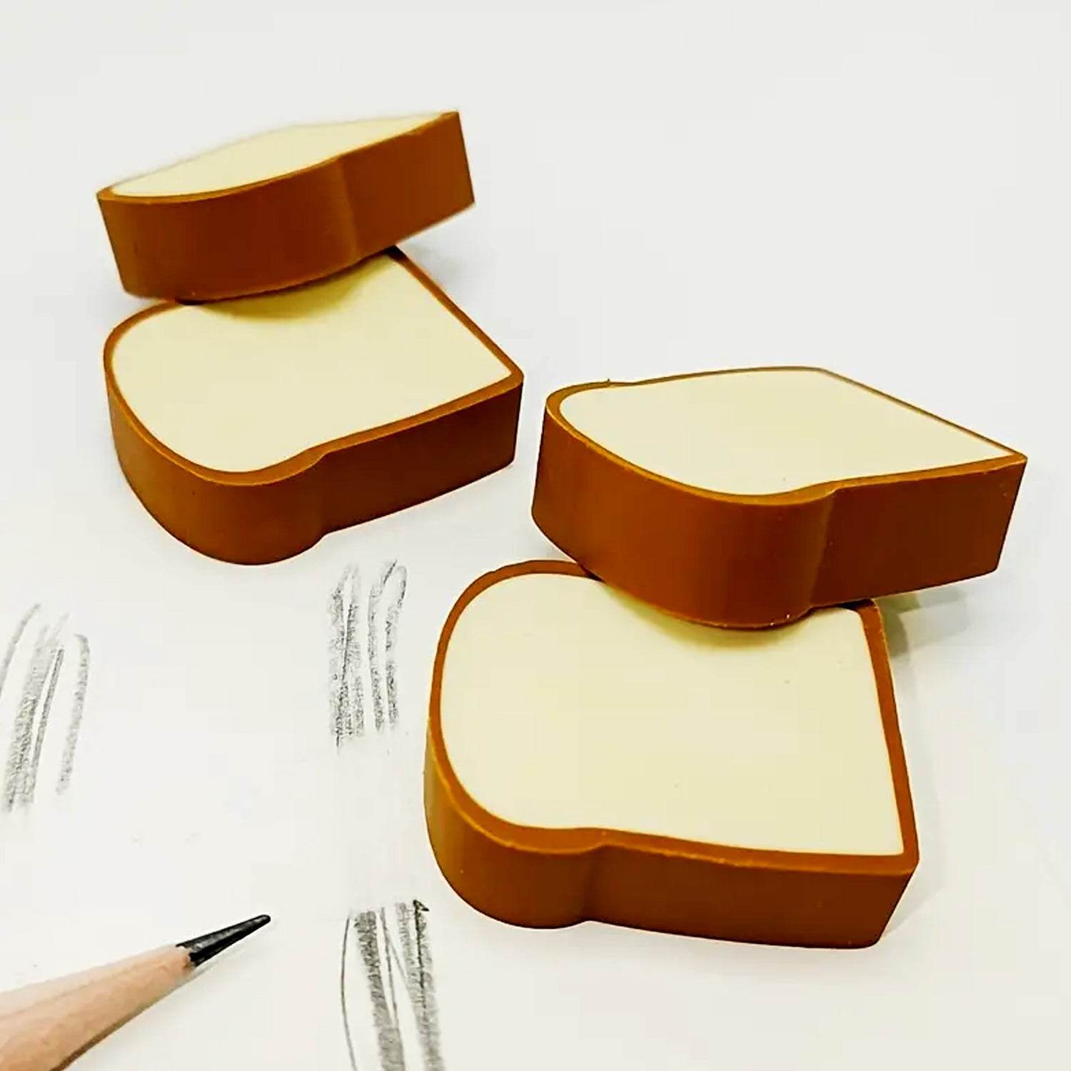 3D Toast Bread Shape Eraser for Kids, Cartoons Erasers Toast Bread Erasers Bread Shaped Eraser for Students, Gift, Cute Fun Food Erasers for School Classroom, Stationery for Boys & Girls (4 Pcs Set) - infinityexculsivestore.com