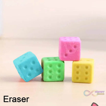 Eraser for Kids| Creative Dice Shape Erasers Kids (4 Pcs / Mix Design) - infinityexculsivestore.com