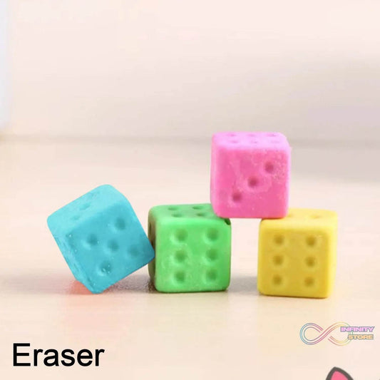 Eraser for Kids| Creative Dice Shape Erasers Kids (4 Pcs / Mix Design) - infinityexculsivestore.com