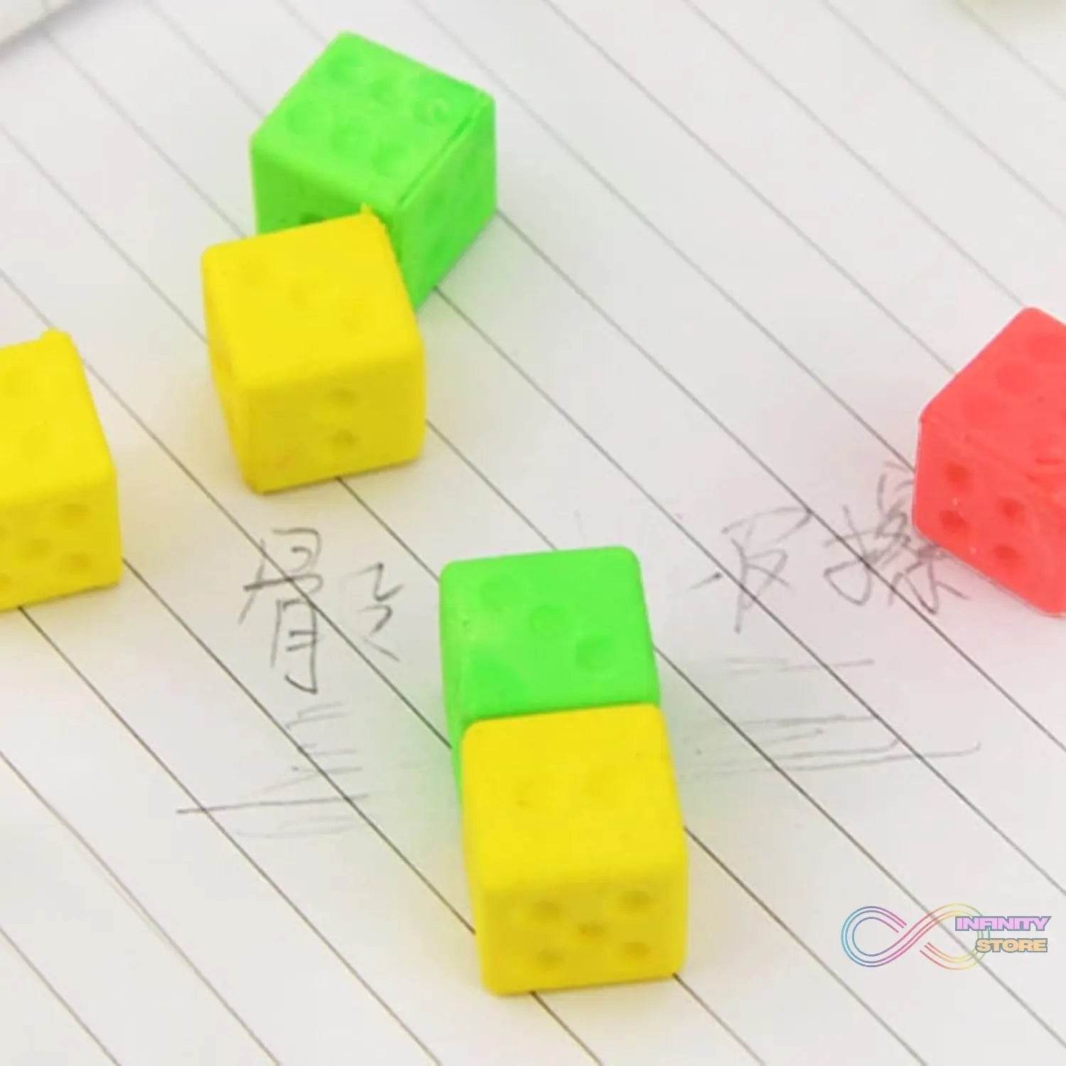 Eraser for Kids| Creative Dice Shape Erasers Kids (4 Pcs / Mix Design) - infinityexculsivestore.com