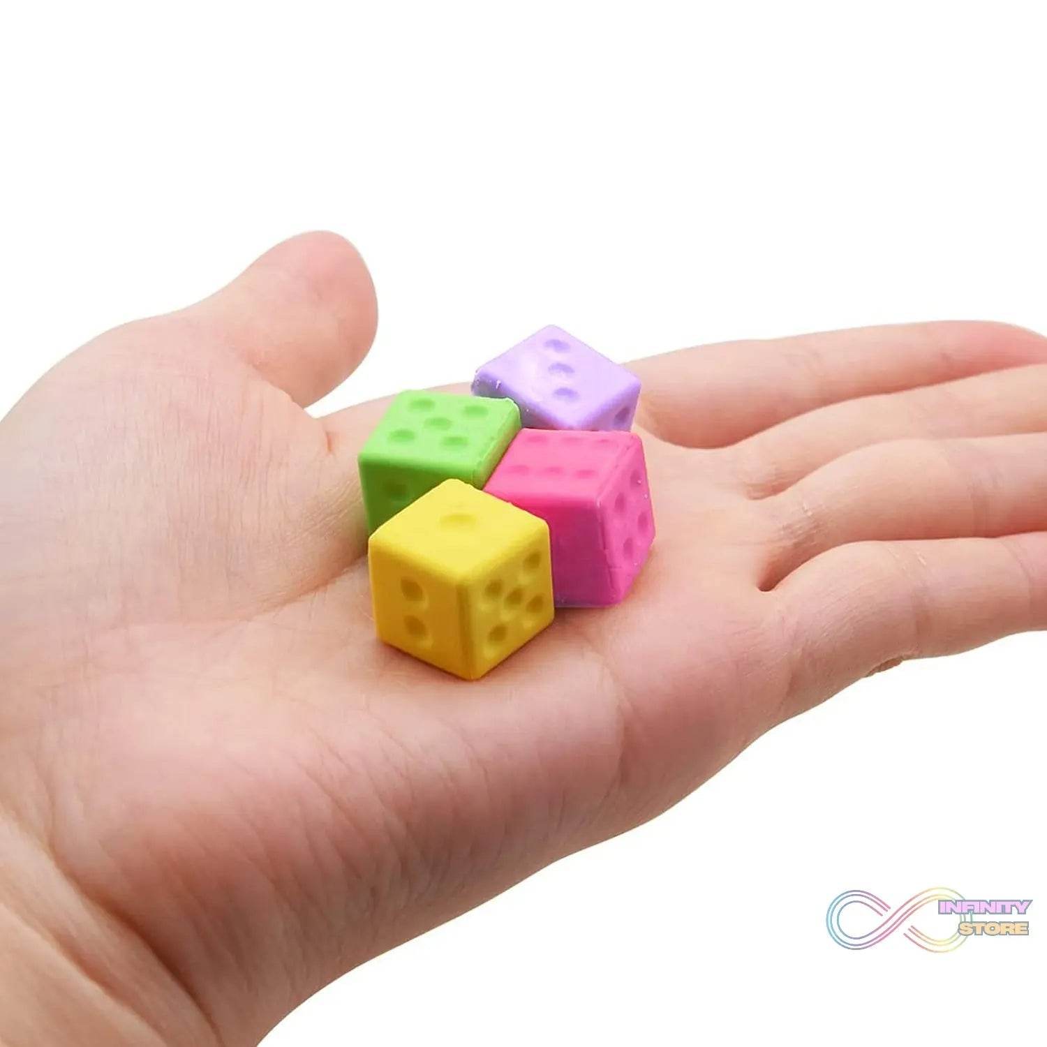 Eraser for Kids| Creative Dice Shape Erasers Kids (4 Pcs / Mix Design) - infinityexculsivestore.com