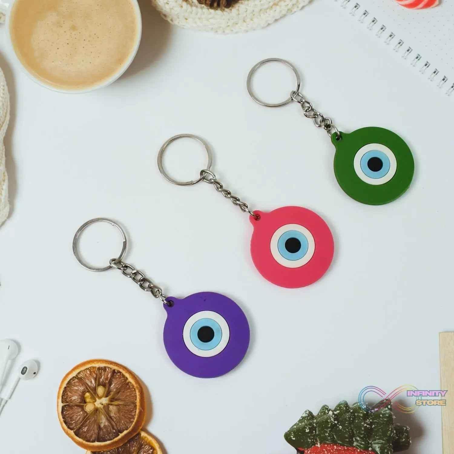 Evil Eye Rubber / Silicone Keychain (1 Pc / Mix Color) - infinityexculsivestore.com