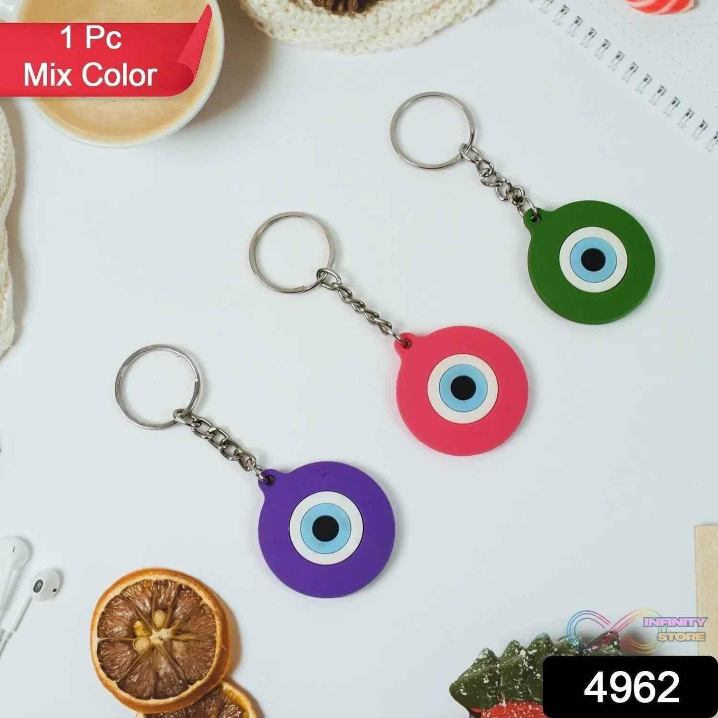 Evil Eye Rubber / Silicone Keychain (1 Pc / Mix Color) - infinityexculsivestore.com