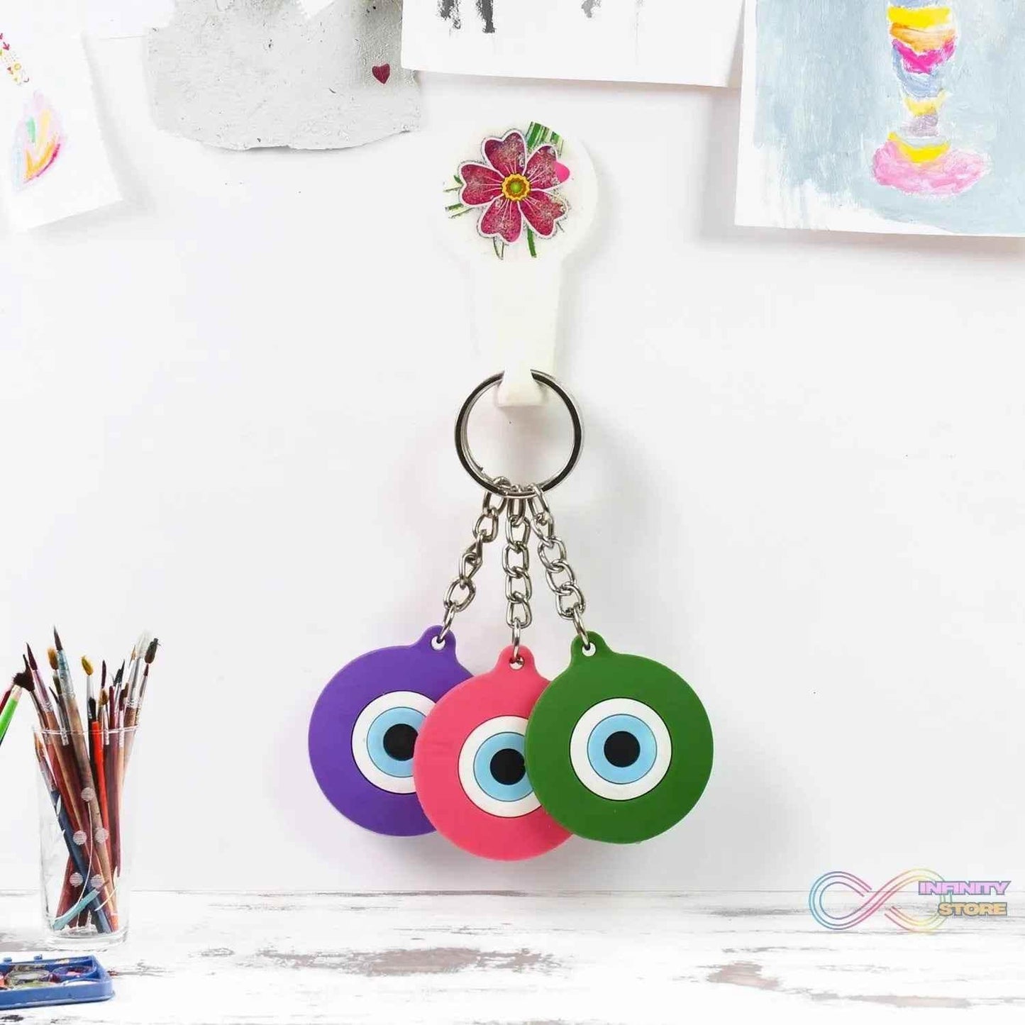 Evil Eye Rubber / Silicone Keychain (1 Pc / Mix Color) - infinityexculsivestore.com
