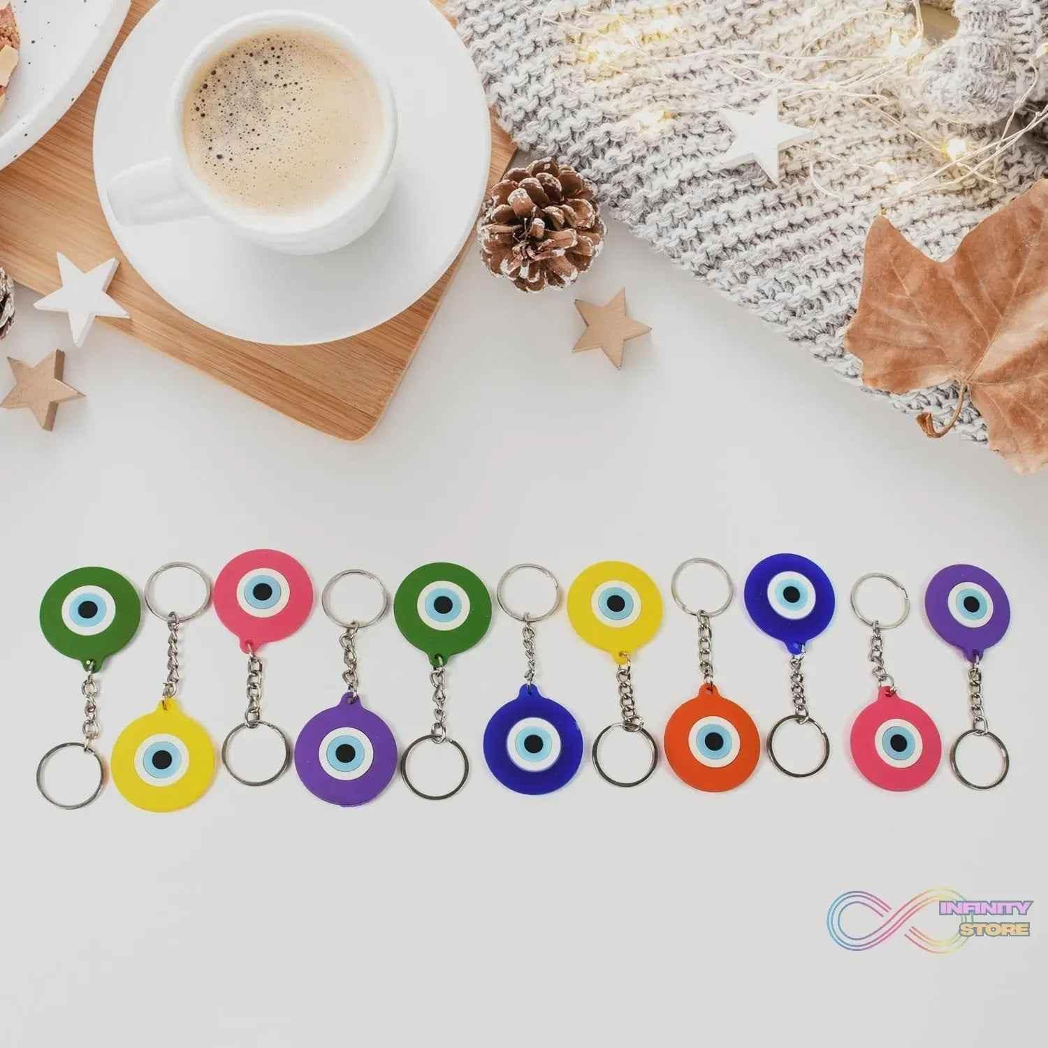 Evil Eye Rubber / Silicone Keychain (12 Pcs Set / Mix Color) - infinityexculsivestore.com