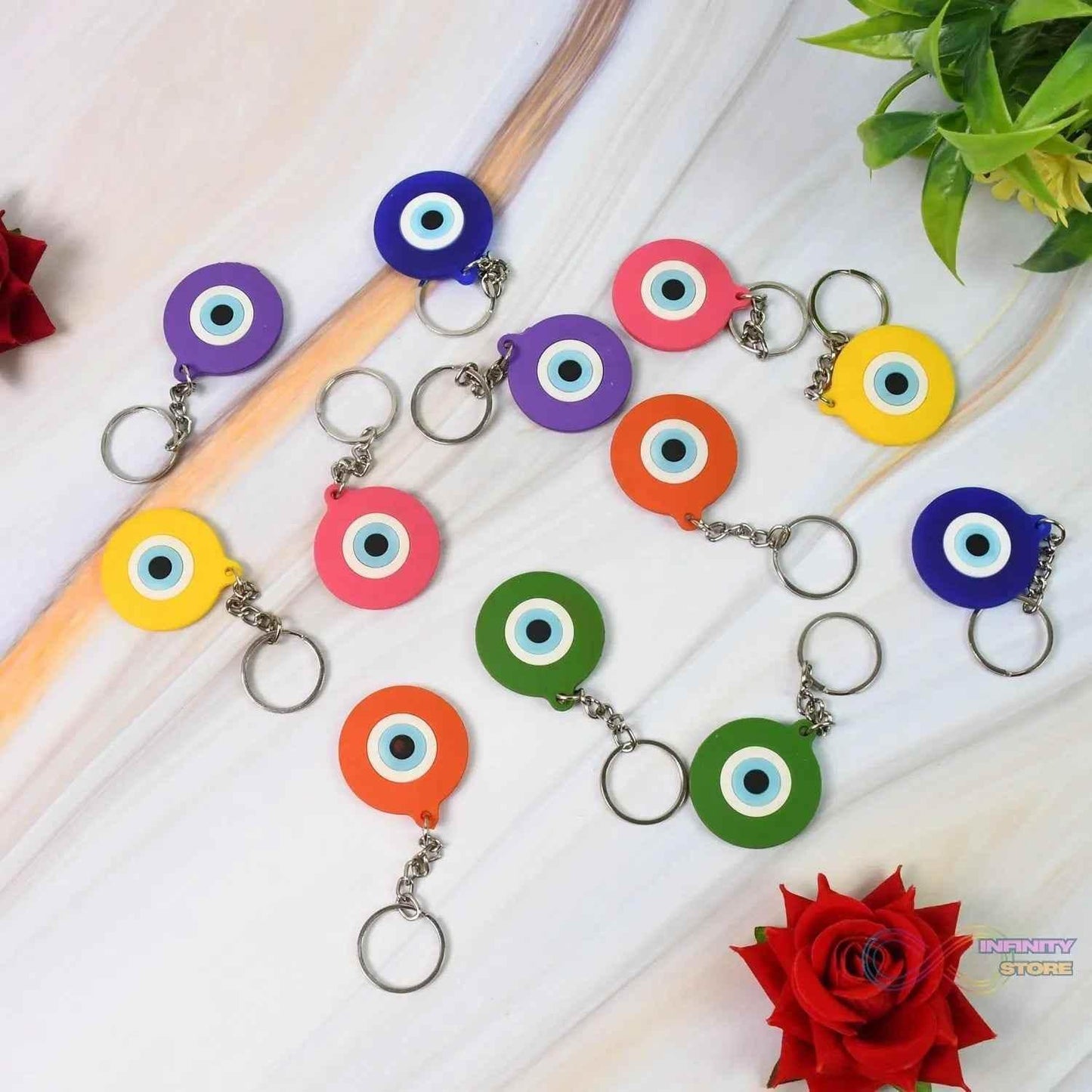 Evil Eye Rubber / Silicone Keychain (12 Pcs Set / Mix Color) - infinityexculsivestore.com