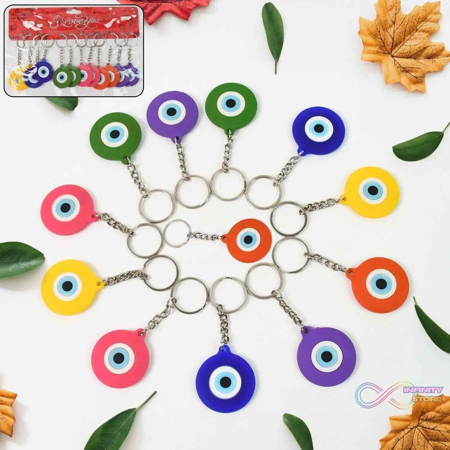 Evil Eye Rubber / Silicone Keychain (12 Pcs Set / Mix Color) - infinityexculsivestore.com