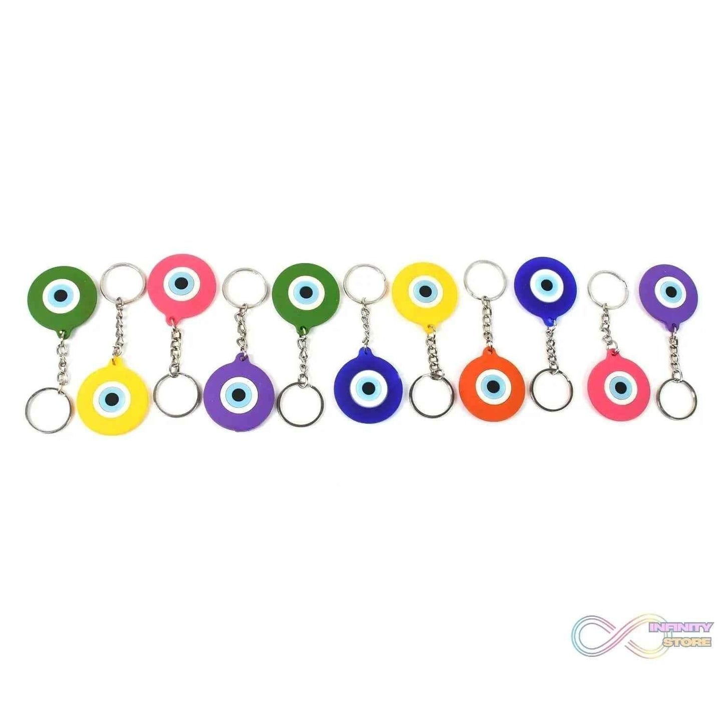 Evil Eye Rubber / Silicone Keychain (12 Pcs Set / Mix Color) - infinityexculsivestore.com