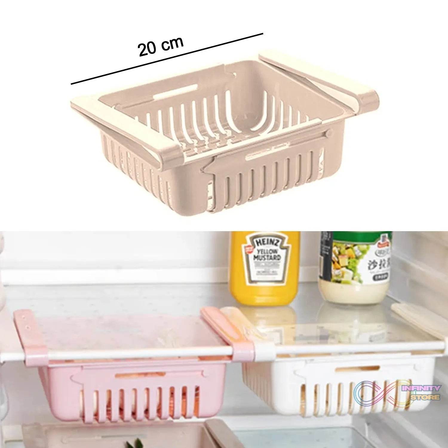 Expandable Adjustable Multipurpose Fridge Storage Basket ( 1 pcs ) - infinityexculsivestore.com